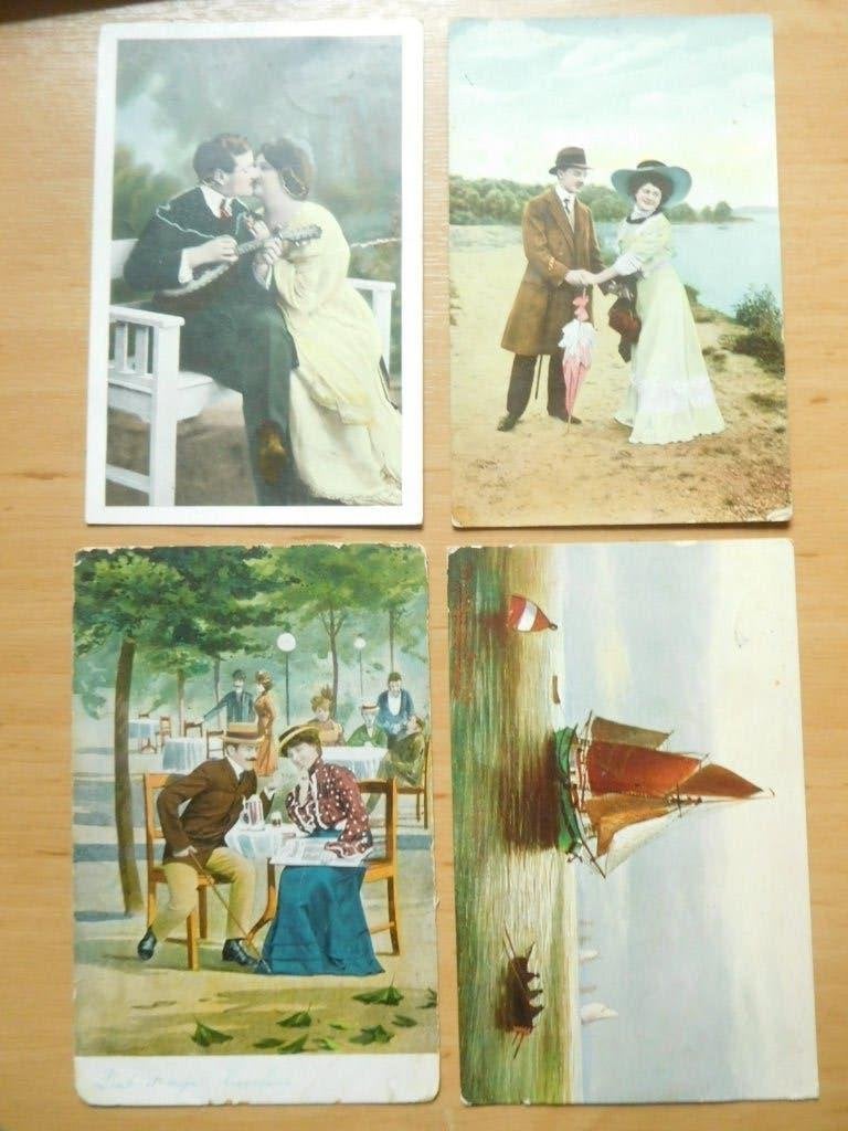 4 oude ansichtkaarten, Ophalen of Verzenden, Gelopen