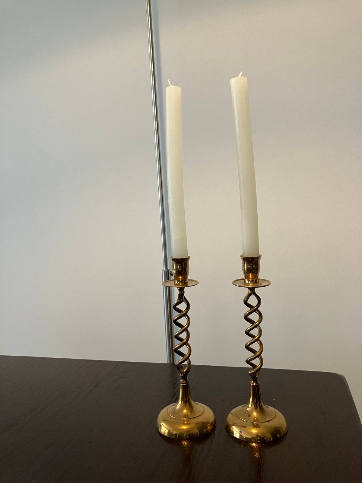 Set van 2 messing kandelaars met spiraalvormige steel, Ophalen, Koper of Brons
