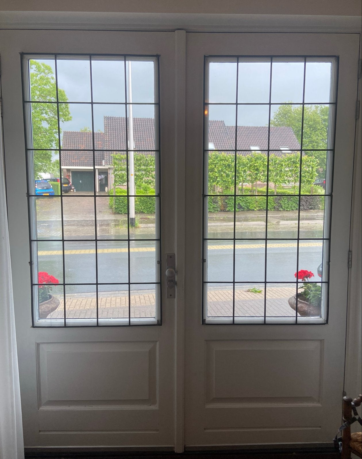 2 Glas in lood voorzet ramen B 750 x H 1445, Ophalen, Gevelraam of Ruit, Gebruikt, Minder dan 80 cm