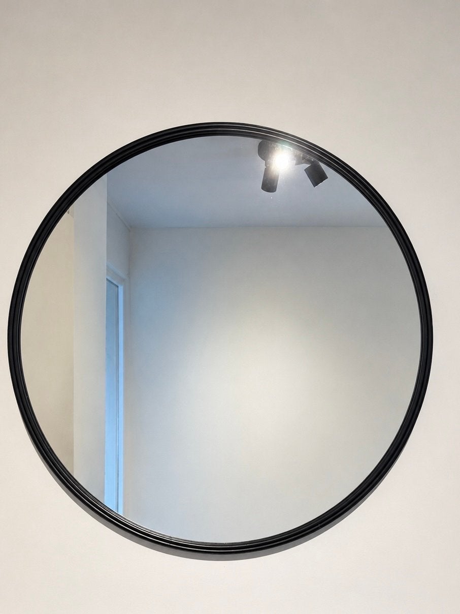 Xenos spiegel rond 50 cm diameter zwart, Ophalen, Rond, Zo goed als nieuw, Minder dan 100 cm