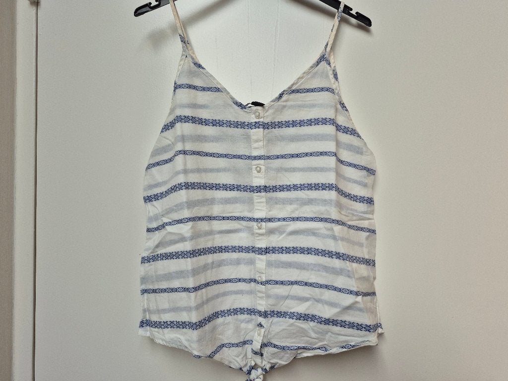 ATMOSPHERE wit top / spaghettitopje met blauwe figuurtjes 38, Kleding | Dames, Tops, Maat 38/40 (M), Atmosphere, Wit, Ophalen of Verzenden