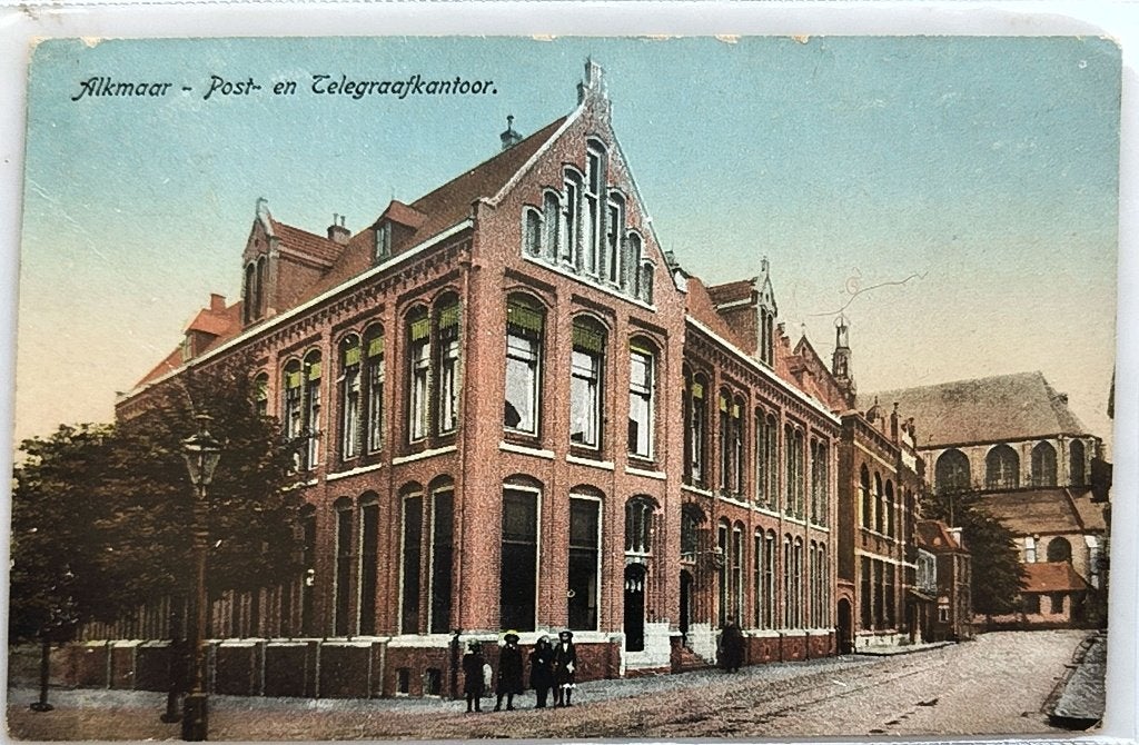 Ansichtkaart - Post- en Telegraafkantoor van Alkmaar 1920, Verzamelen, Ophalen of Verzenden, 1920 tot 1940, Gelopen, Noord-Holland