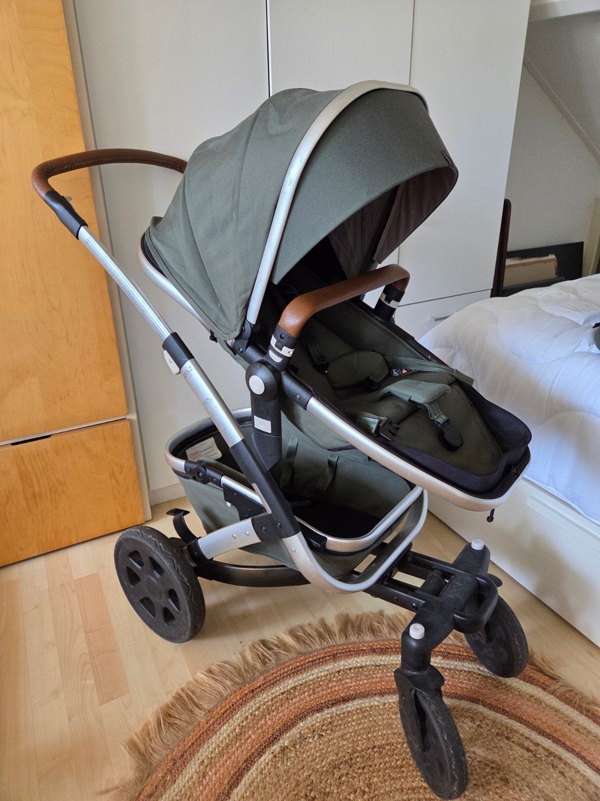 Groene Joolz Geo2 kinderwagen (accessoires ook te koop), Gebruikt, Verstelbare duwstang, Combiwagen, Ophalen