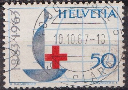 Zwitserland 1963 Rode Kruis 100 jaar, Postzegels en Munten, Verzenden, Gestempeld, Overige thema's