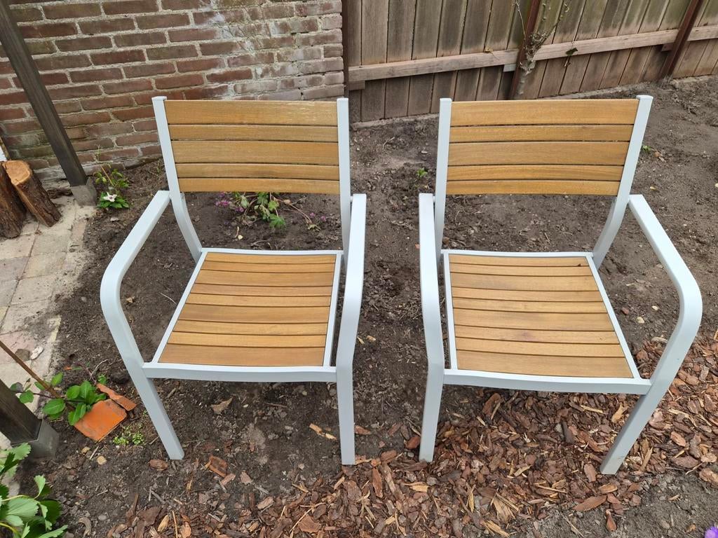 Ikea Sjalland tuinset voor 2 personen - hardhout/aluminium, Gebruikt, Hardhout, Tuinset, Eettafel