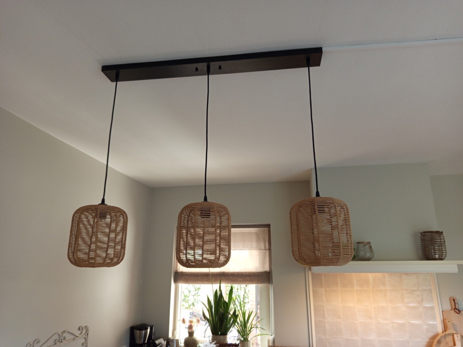 hanglamp Bagri rotan Kwantum, Huis en Inrichting, Natuurlijk materiaal, E27 (groot), Ophalen of Verzenden, Landelijk