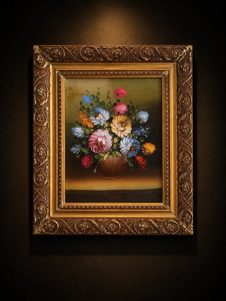 Gold Vase, Bloemen, Paneel, Bijzondere lijst, Impressionistisch