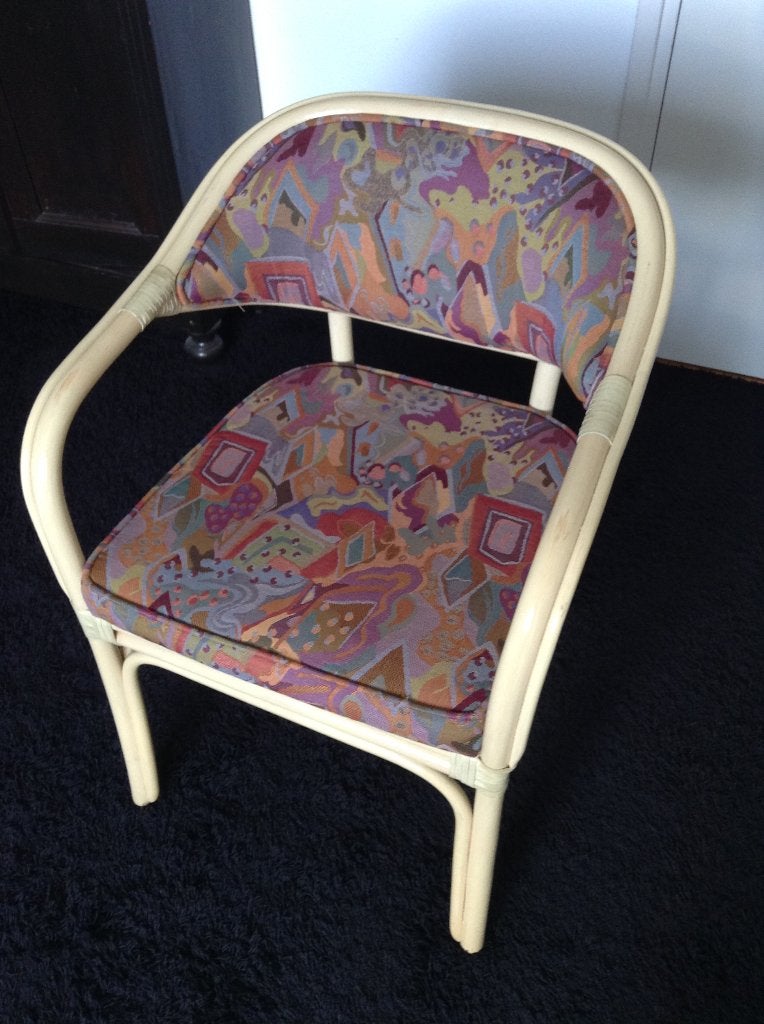 Vintage design stoel Roberti Rattan Italy, Ophalen, Overige kleuren, Stof, Zo goed als nieuw