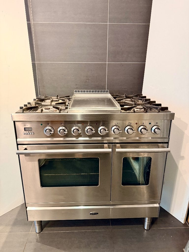 Boretti Luxe Gasfornuis RVS / Twee ovens / VFP104IX, Witgoed en Apparatuur, Ophalen, Gebruikt, Warmhoudplaat, 60 cm of meer