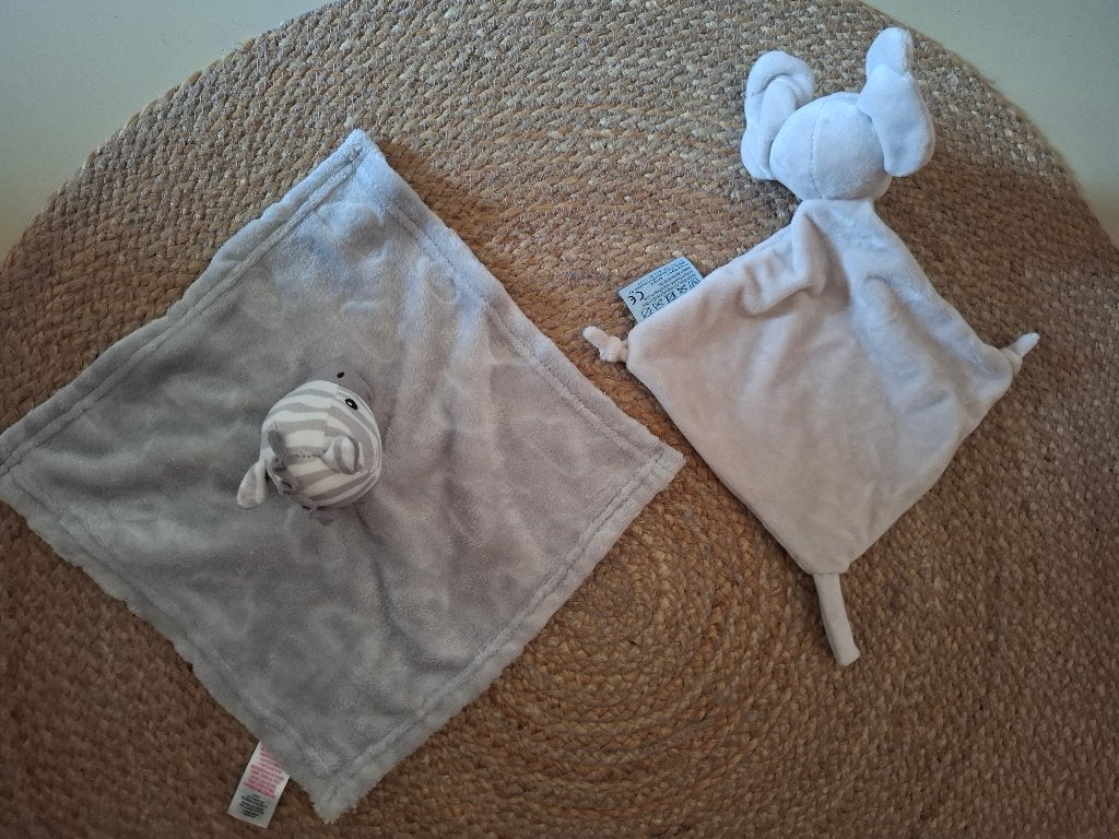 Vier verschillende knuffeldoekjes - weinig gebruikt, Overige karakters, Ophalen of Verzenden, Zo goed als nieuw, Meerkleurig