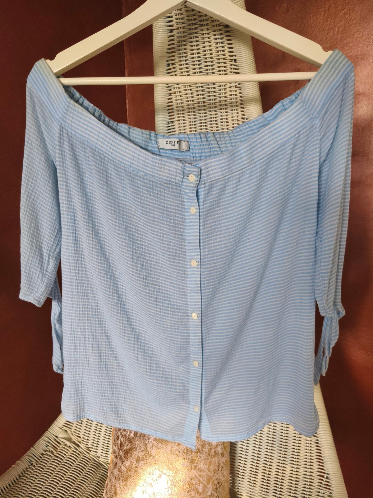 Costes - Off shoulder blouse top lichtblauw - mt xs, Costes, Maat 34 (XS) of kleiner, Gedragen, Verzenden
