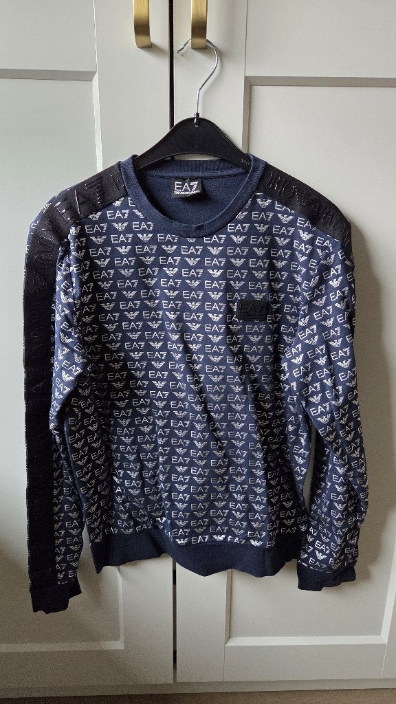 Emporio Armani EA7 | Sweater | Donkerblauw | Maat S, Kleding | Heren, EA7 Emporio Armani, Blauw, Ophalen of Verzenden, Zo goed als nieuw