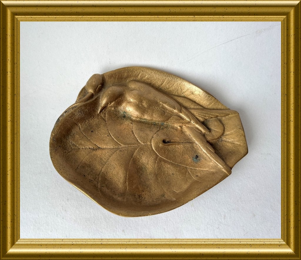 Art nouveau zwaar messing schaaltje : vogel, zwaluw, Ophalen of Verzenden