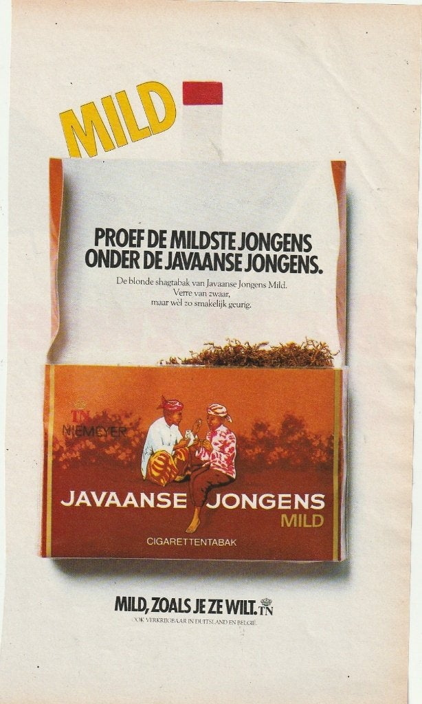 retro reclame 1984 Javaanse Jongens tabak shag milde tabak, Verzenden, Overige typen