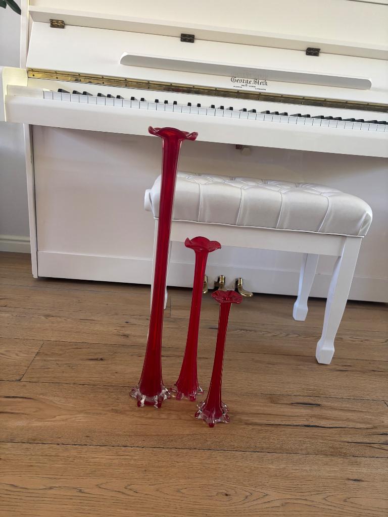 Vazen, Ophalen, 50 tot 75 cm, Rood, Glas