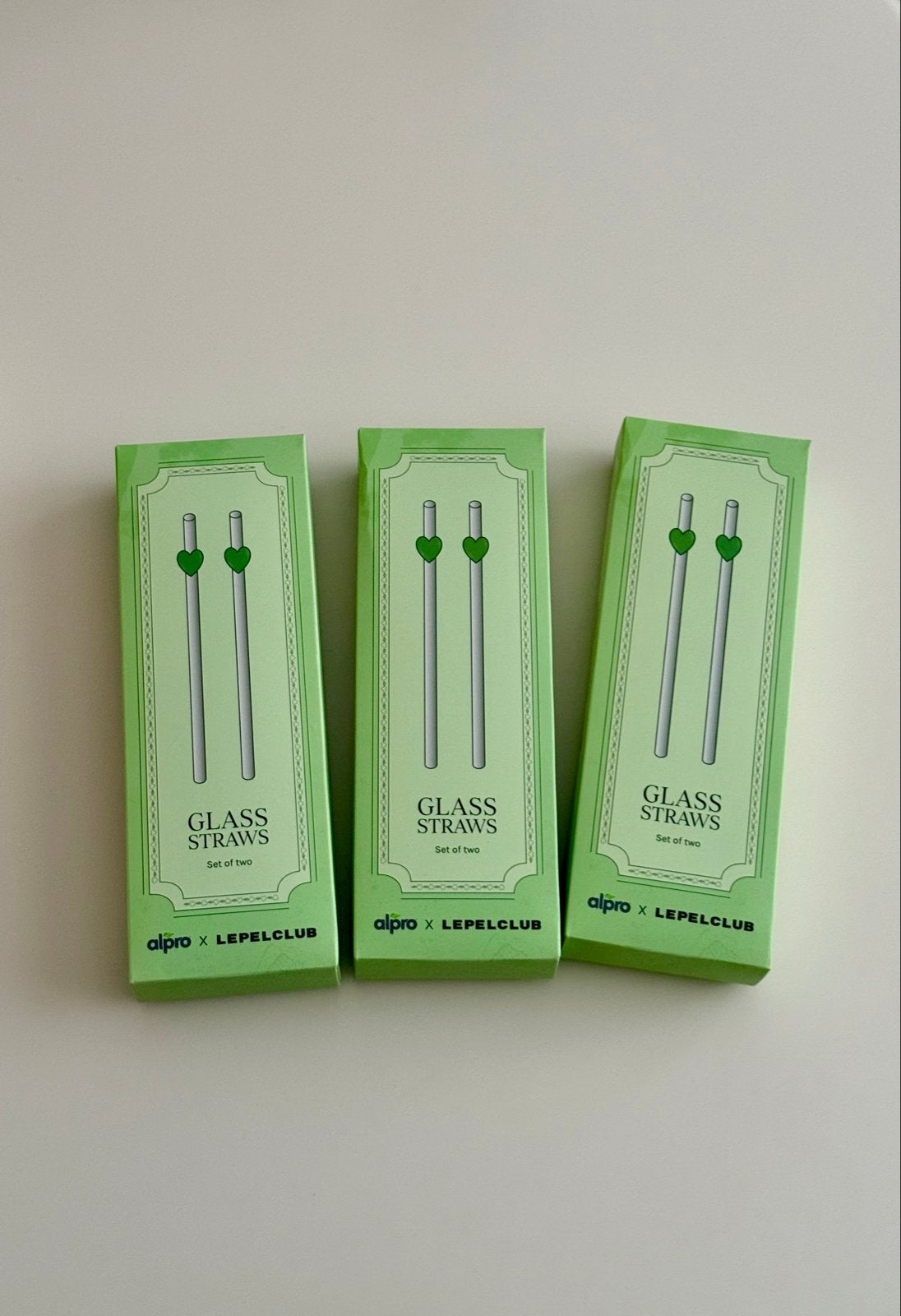 Alpro x Lepelclub Glazen Rietjes met Groene Hartjes 6 stuks, Nieuw, Ophalen of Verzenden, Groen, Glas