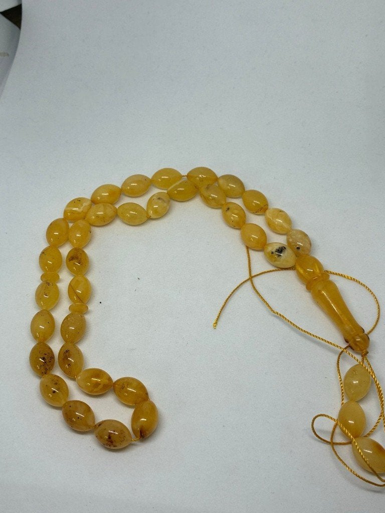 Natuurlijke Echte Amber Tasbih / Misbaḥah / Subḥah, Ophalen of Verzenden, Zilver, Ring