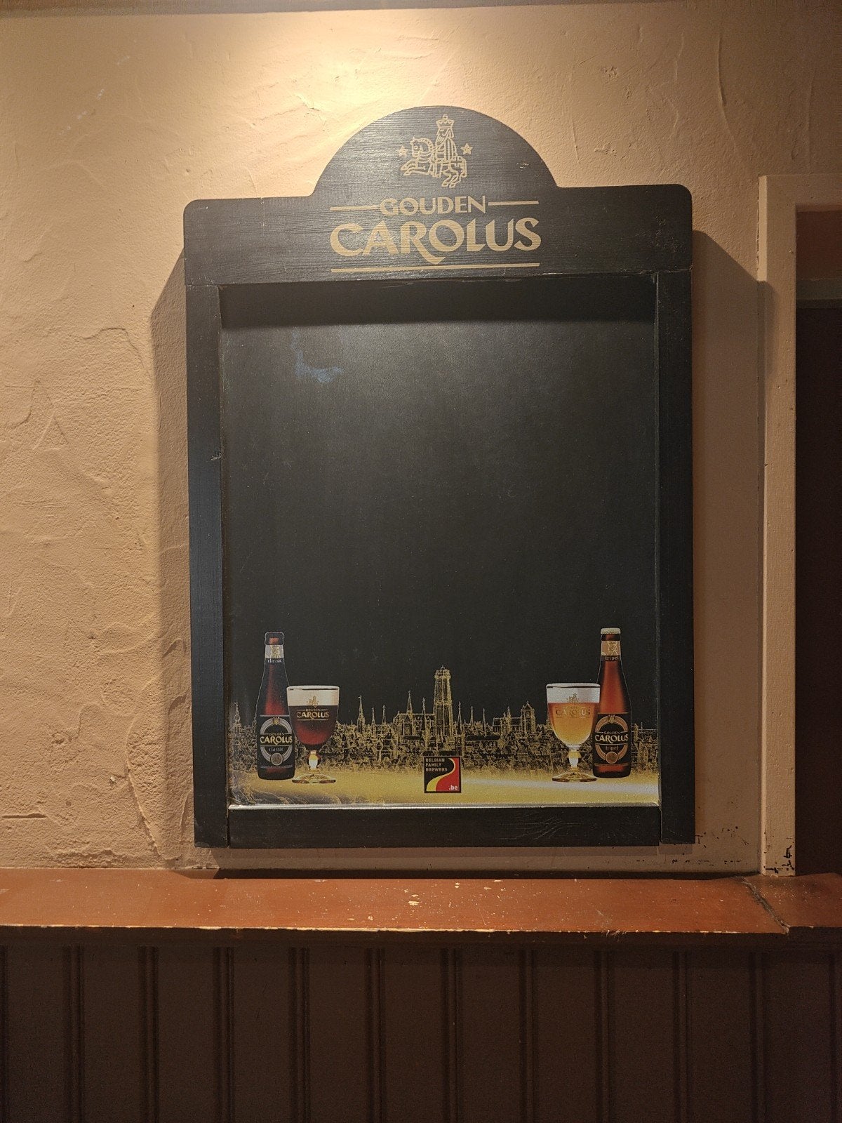 Gouden Carolus krijtbord - Vintage bierdecoratie, Verzamelen, Ophalen, Gebruikt, Reclamebord, Plaat of Schild