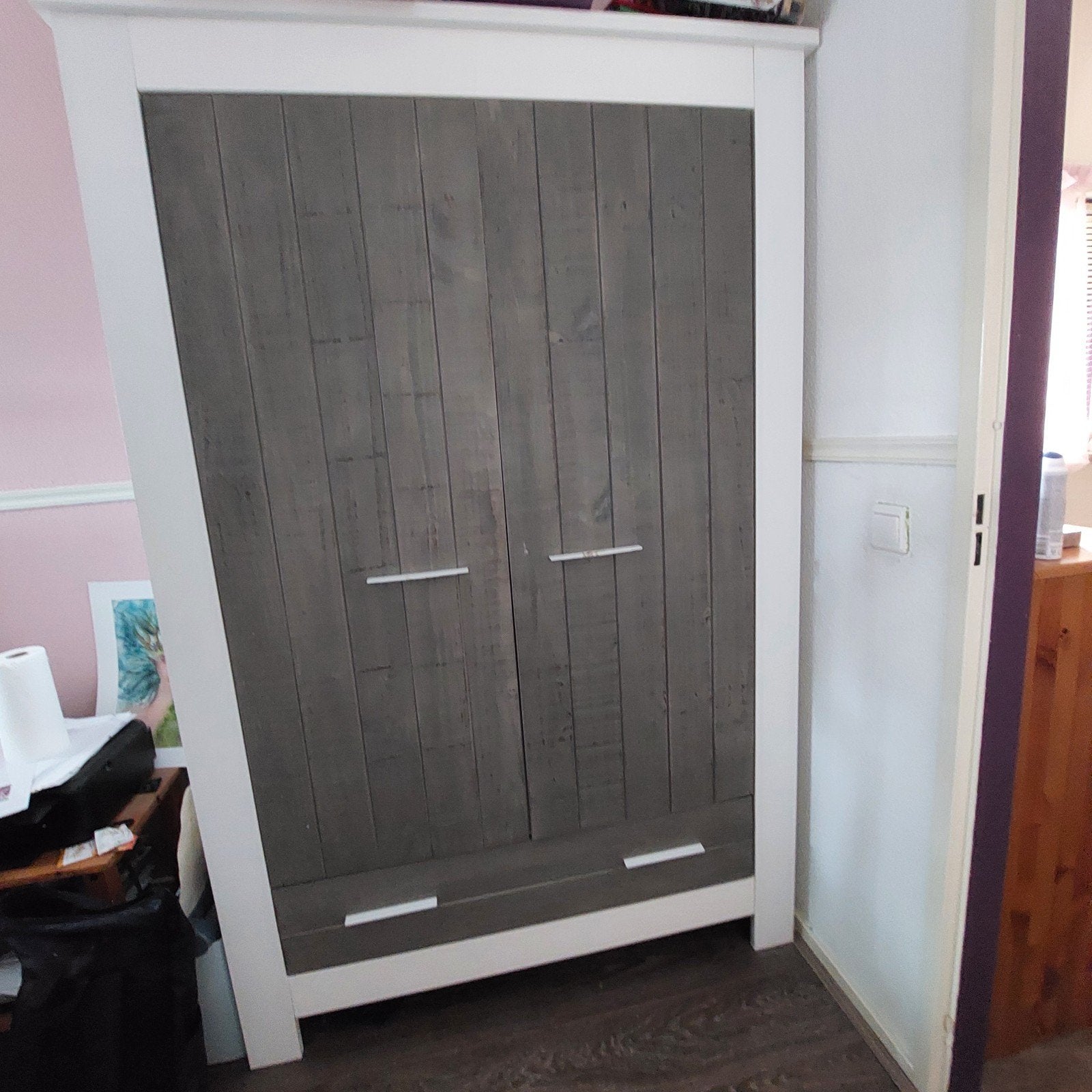 Kledingkast in landelijke stijl - past bij commode, Gebruikt, 100 tot 150 cm, Landelijke stijl, 150 tot 200 cm