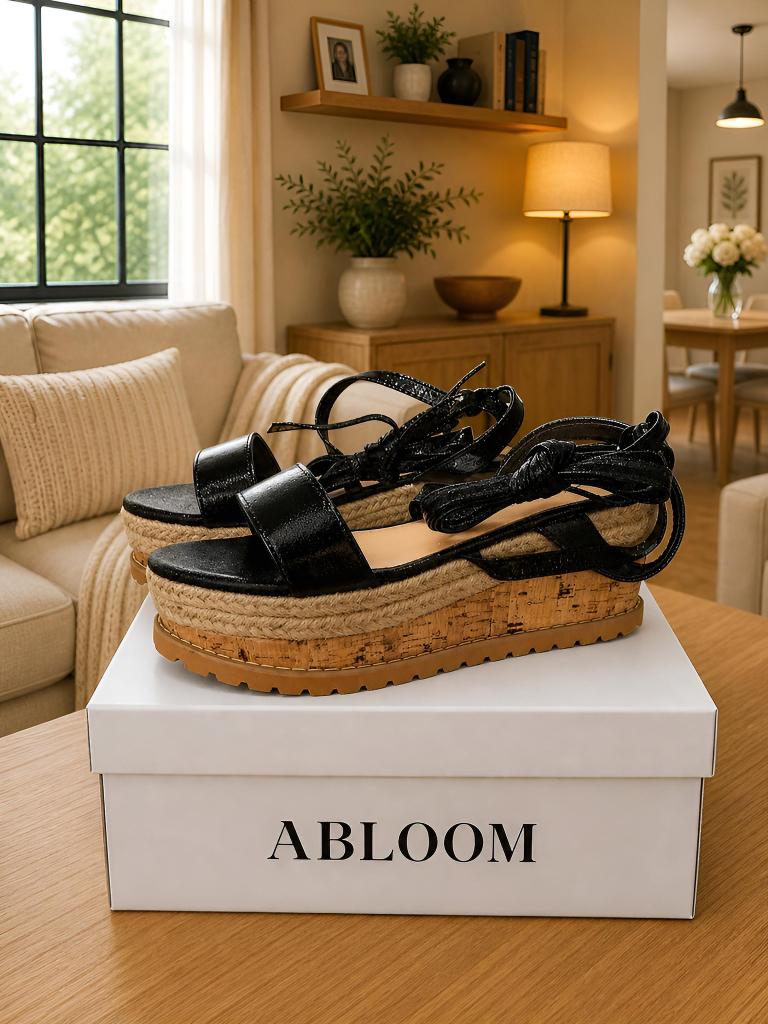 ABLOOM Zwarte Wedge Sandalen met Veters – Maat 40, Kleding | Dames, Schoenen, Nieuw, Sandalen of Muiltjes, Zwart, Ophalen of Verzenden