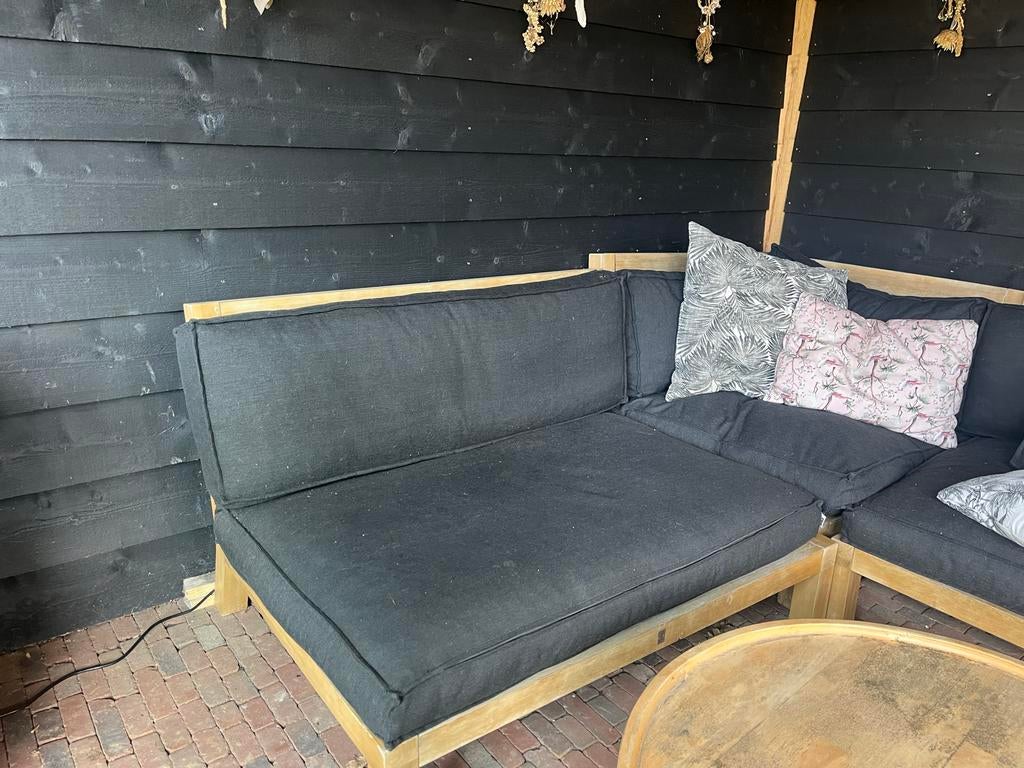Zwarte kussenset voor bankje (pallet), Ophalen, Gebruikt
