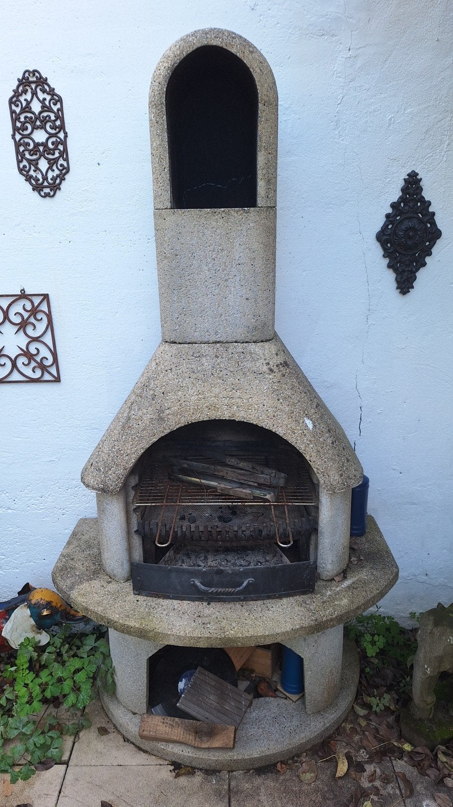 gratis tuinhaard, bbq, met een stapel stookhout, Tuin en Terras, Ophalen, Gebruikt