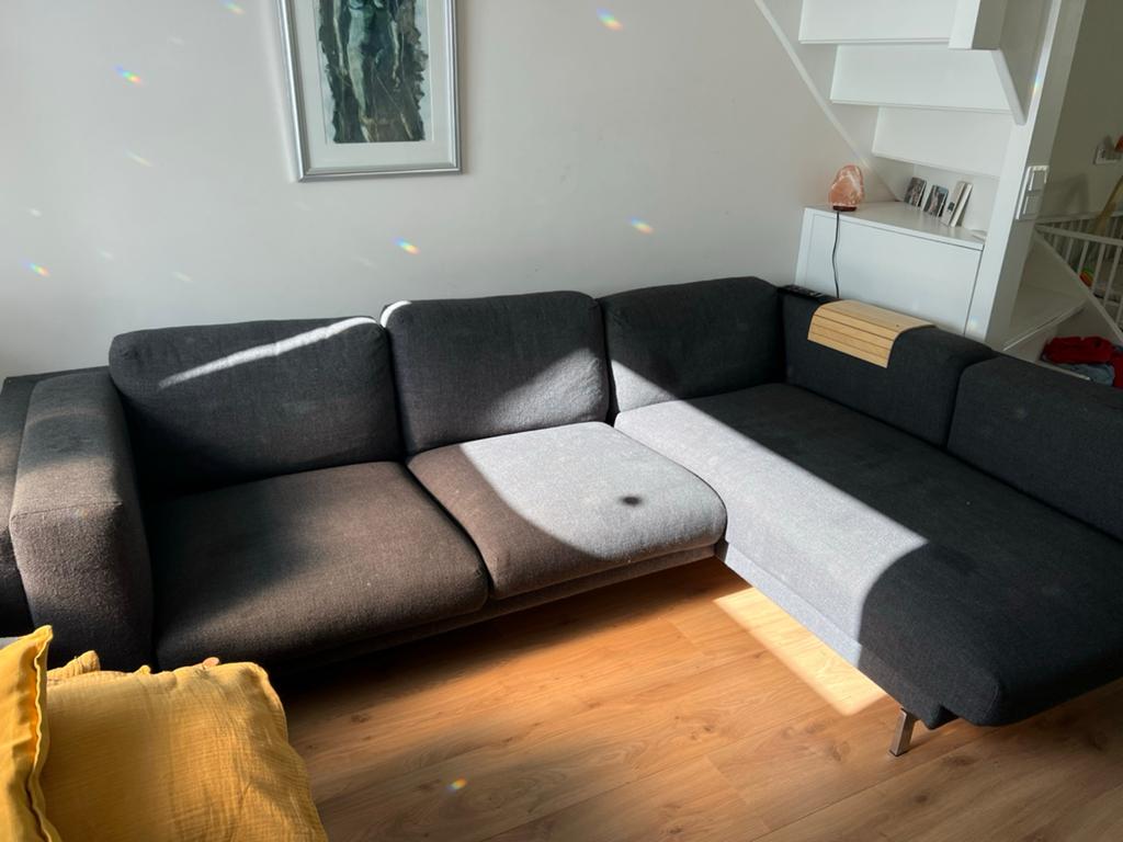 Ikea Nockeby Driezitsbank - donkergrijs - Zeer Comfortabel, Huis en Inrichting, Ophalen, Gebruikt, 100 tot 125 cm, Driepersoons