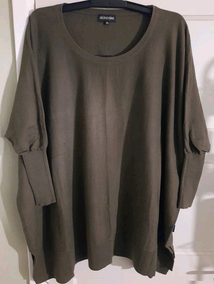 Mooie Reinders Loesje Knitwear Trui - One Size - Olijfgroen, Reinders, Maat 42/44 (L), Ophalen of Verzenden, Gedragen