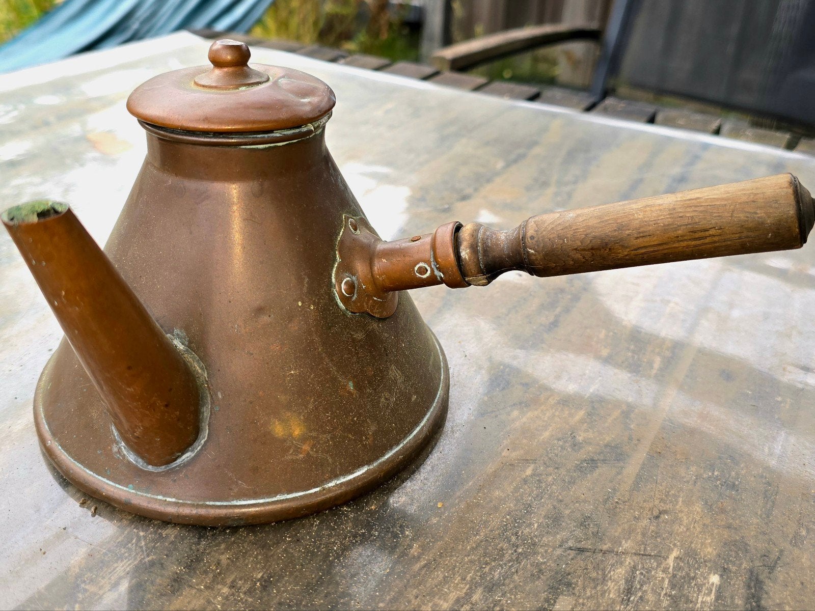brons cq koperen schenkkan Frankrijk, Ophalen of Verzenden