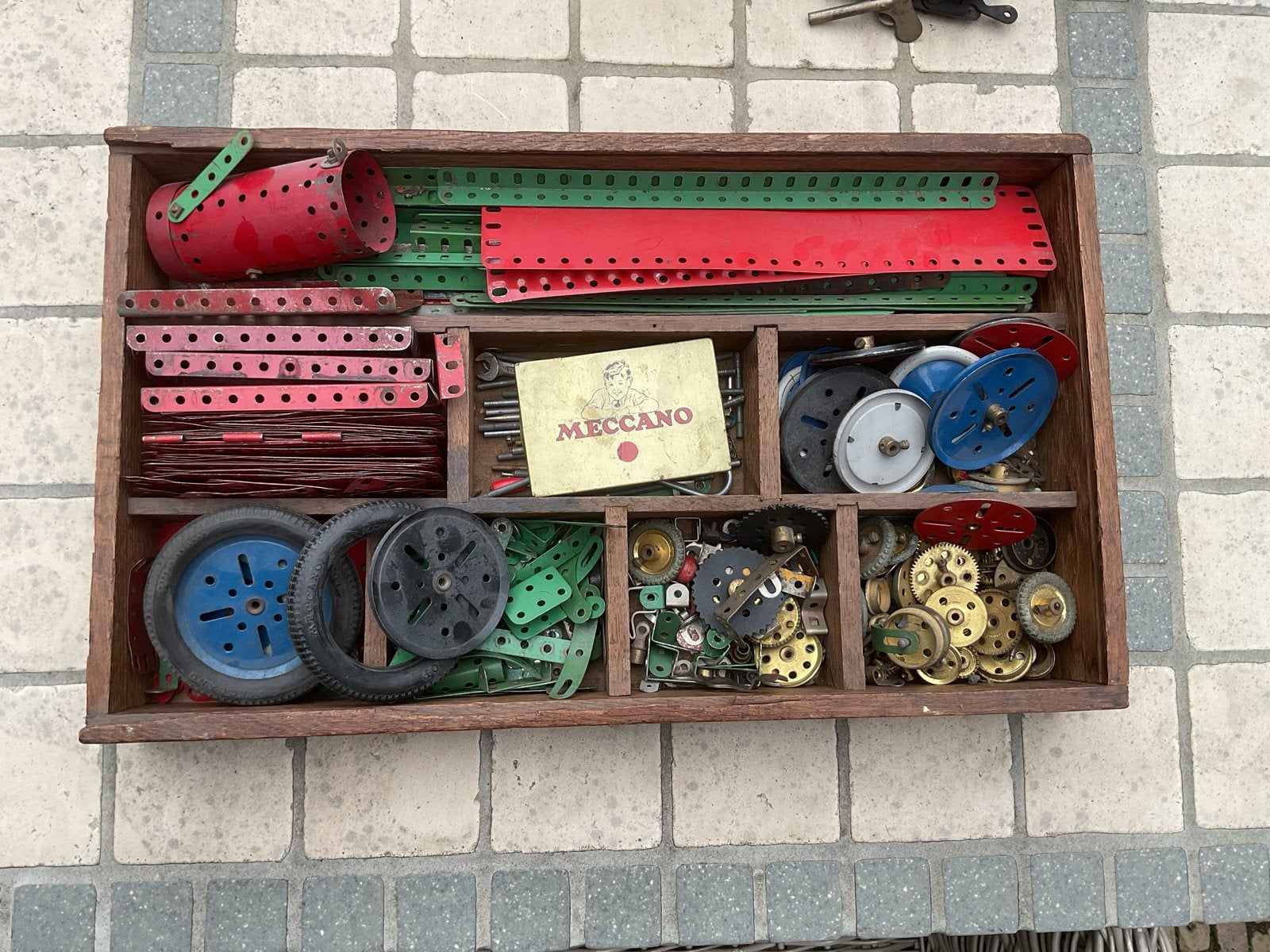 Vintage Meccano Bouwdoos met Diverse Onderdelen, Ophalen of Verzenden, Gebruikt