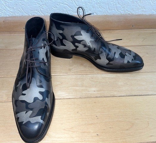 MioTinto Mio Tinto enkel boots maat 41 camouflageprint leer, Verzenden, Zwart, Boots, Zo goed als nieuw