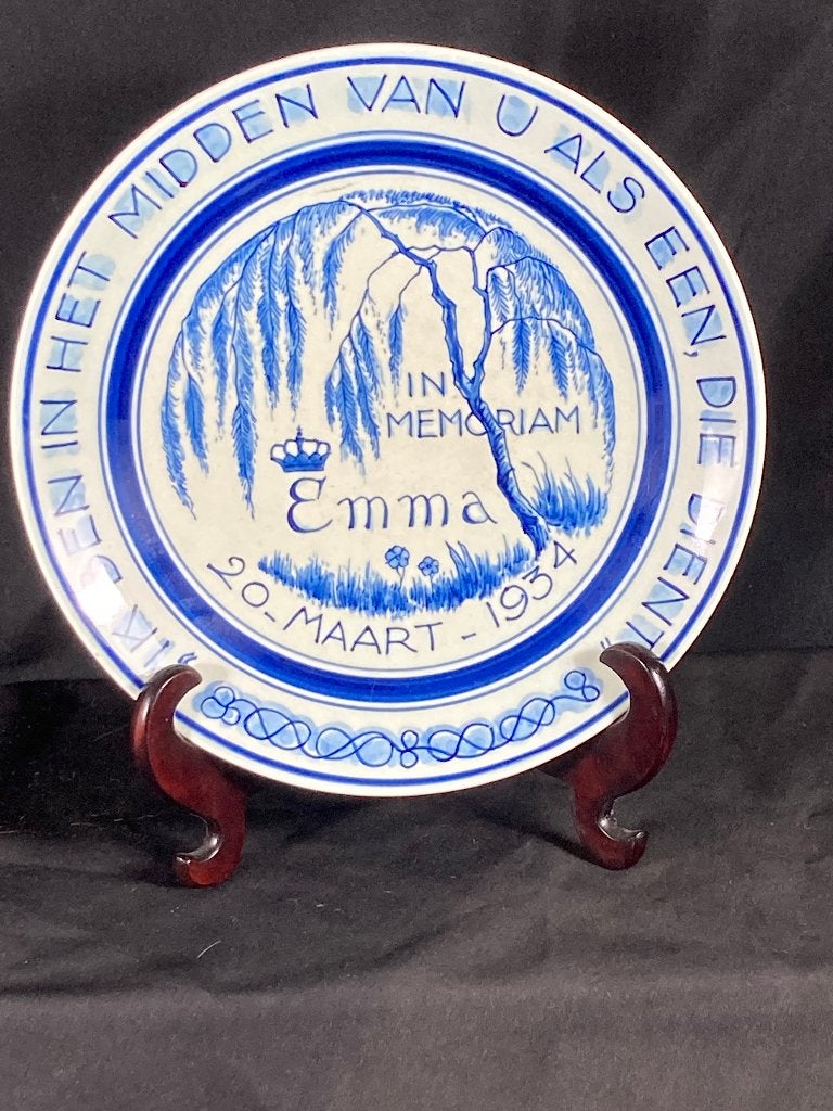 Porceleyne Fles wandbord Emma 1934, Verzamelen, Koninklijk Huis en Royalty, --, Overige typen, Ophalen of Verzenden, Zo goed als nieuw