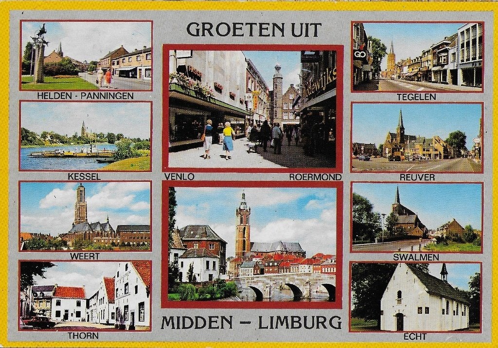 Q46 ongelopen ansichtkaart groeten uit midden limburg, Ophalen of Verzenden, 1980 tot heden, Ongelopen, Limburg
