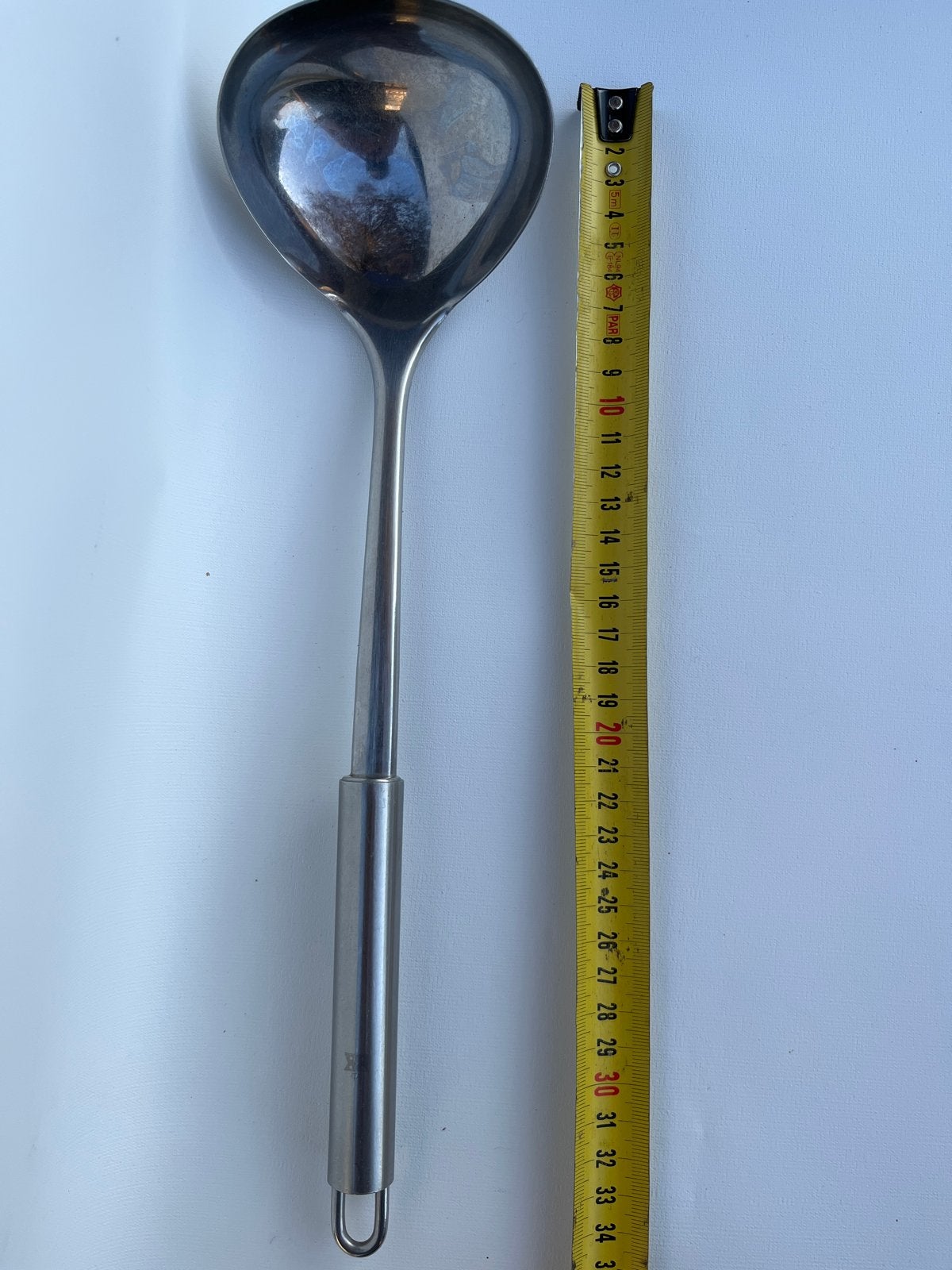 Roestvrijstalen opscheplepel soep - 34 cm, Overige typen, Zilver, Ophalen of Verzenden, Zo goed als nieuw