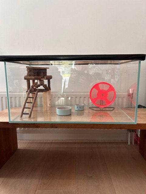 Hamsterkooi en bak/ hamsterverblijf, Dieren en Toebehoren, Kooi, Minder dan 75 cm, Zo goed als nieuw, Hamster