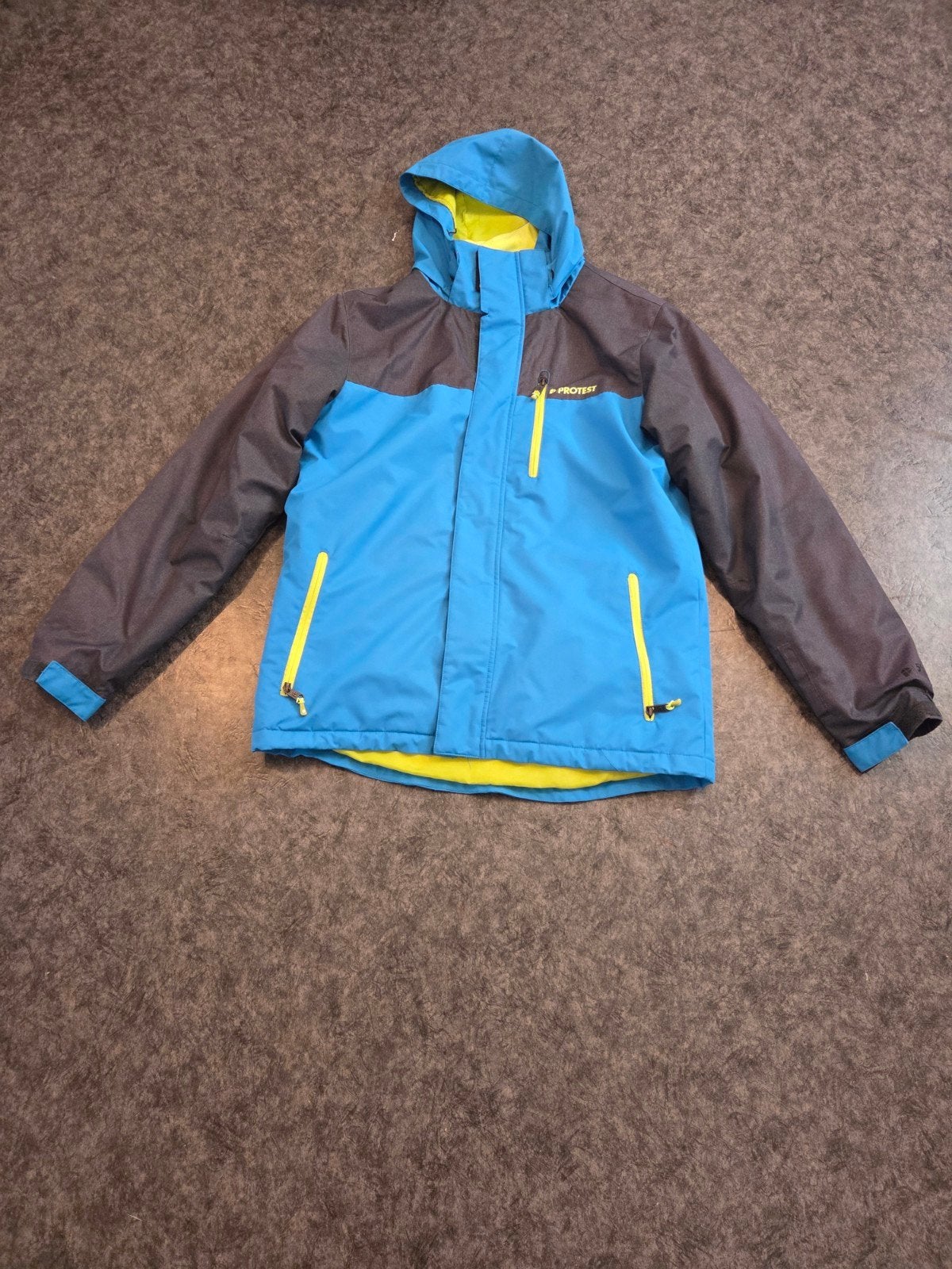 Protest Skijas Maat XL - Blauw/Grijs met Gele Details, Protest, Maat 56/58 (XL), Ophalen of Verzenden, Zo goed als nieuw