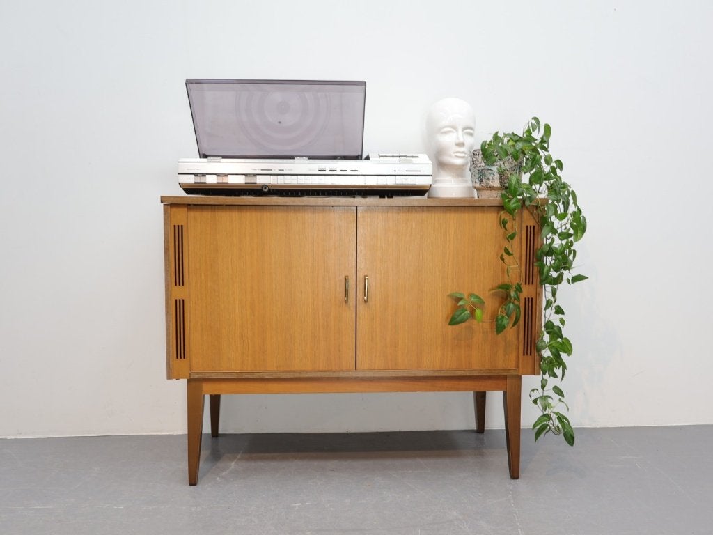 Vintage audiomeubel dressoir jaren 60, Ophalen, Gebruikt, 100 tot 150 cm, Vintage audiomeubel dressoir vintage dressoir