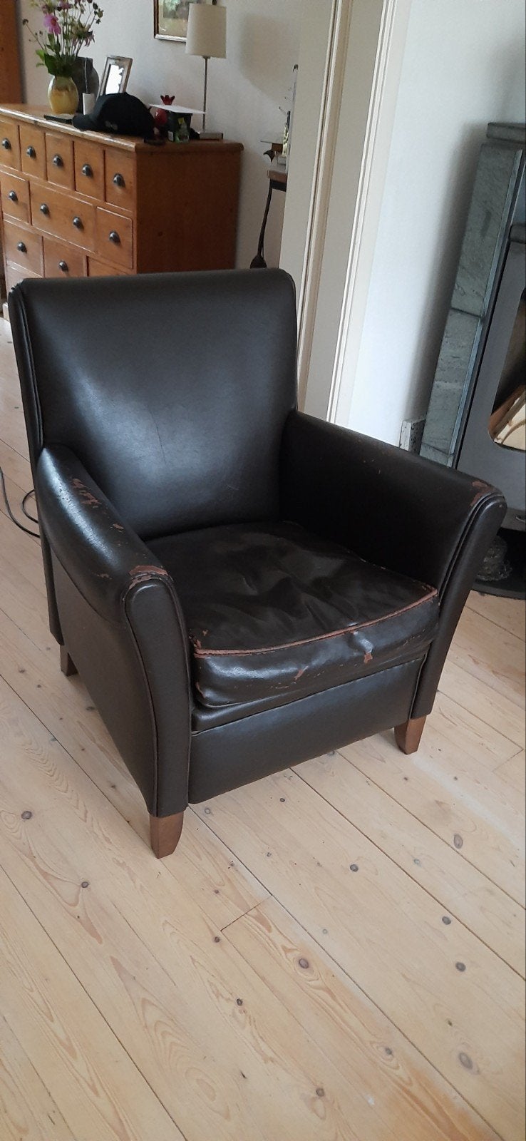 gratis leren fauteuil , stoel, Ophalen of Verzenden