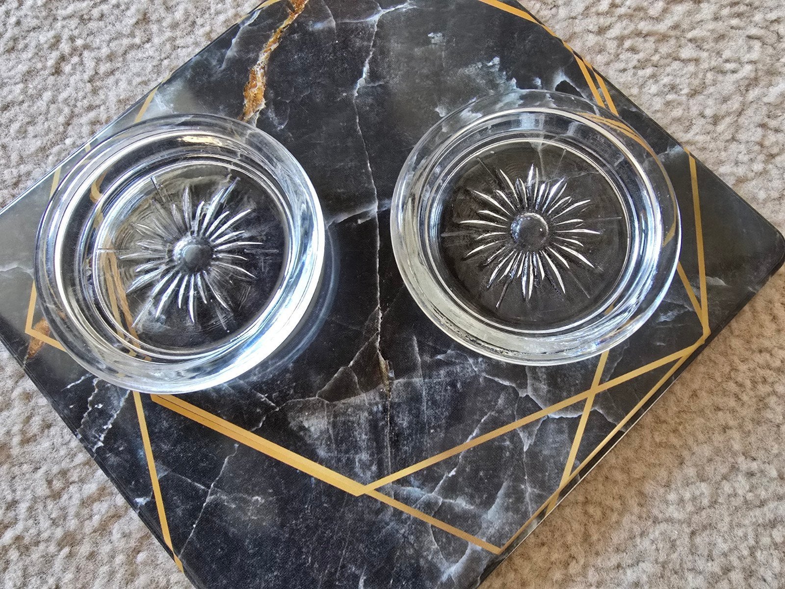 Prachtige vintage glazen onderzetters- Frans / Arcoroc-stijl, Antiek en Kunst, Antiek | Glas en Kristal, Ophalen of Verzenden