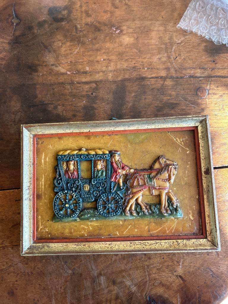 Vintage 3D Koets Wanddecoratie (Wax ) - Klassiek Tafereel, Ophalen of Verzenden