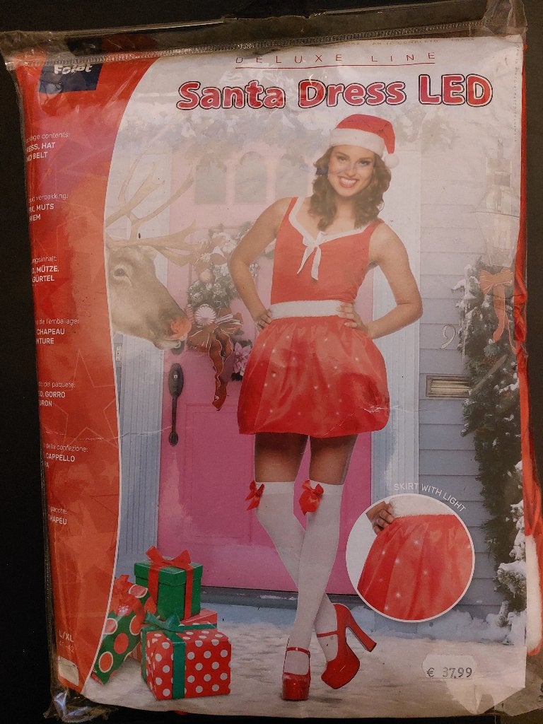 Folat - Santa Dress With Led - Maat S-M (36-38), Kerstmis of Sinterklaas, Nieuw, Ophalen of Verzenden, Kleding