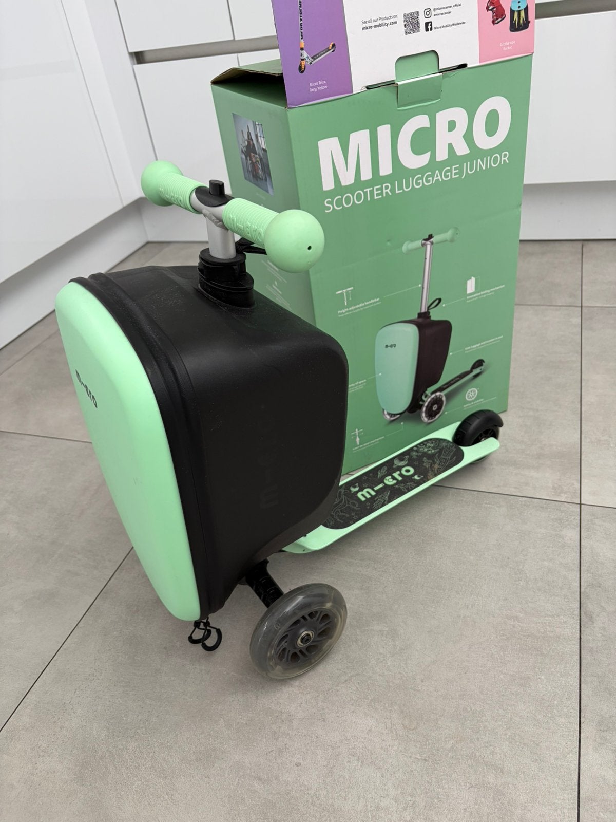 Micro scooter luggage junior koffer als nieuw, Sieraden, Tassen en Uiterlijk, Ophalen of Verzenden, Zo goed als nieuw, Hard kunststof