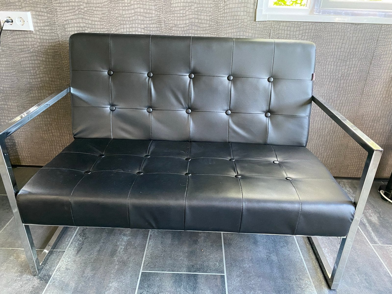 Moderne tweepersoonsbank van VidaXL, Kunststof, Gebruikt, Tweepersoons, 75 tot 100 cm