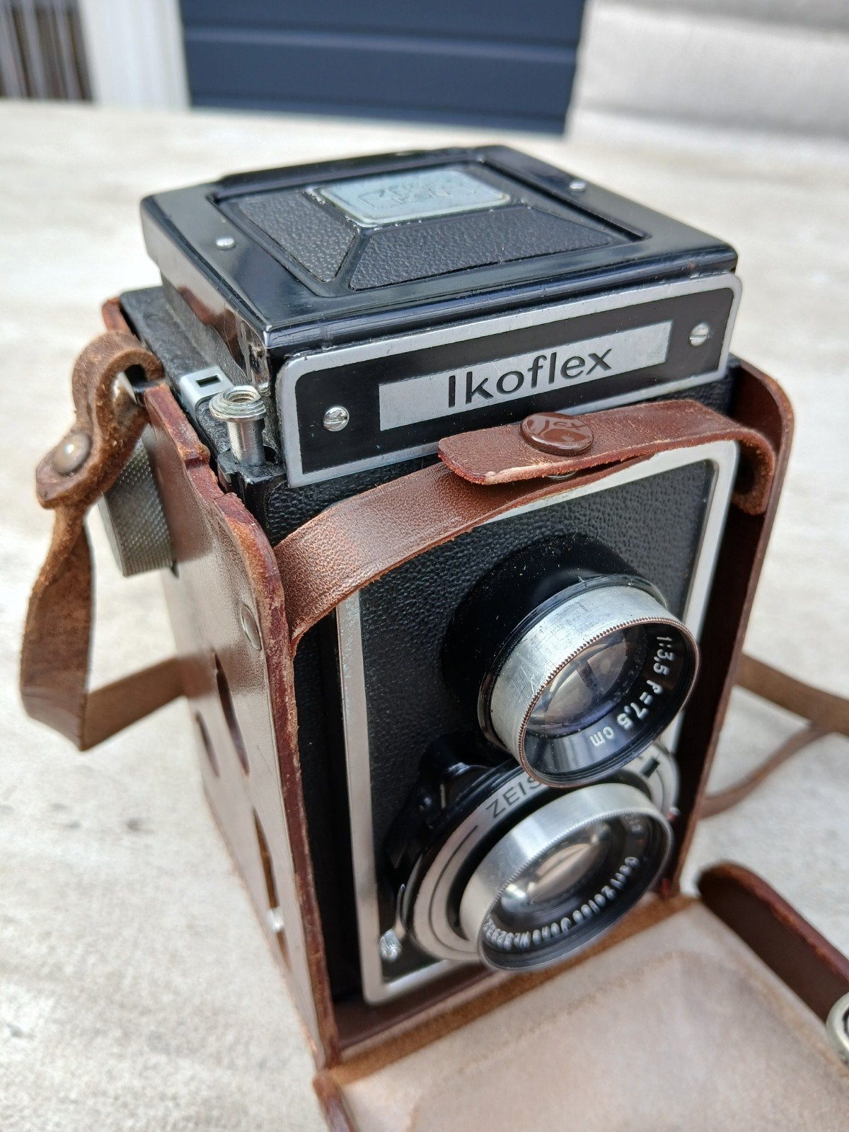 Zeiss Ikon Ikoflex vintage camera met lederen tas, Ophalen of Verzenden, Gebruikt, Spiegelreflex, Overige Merken