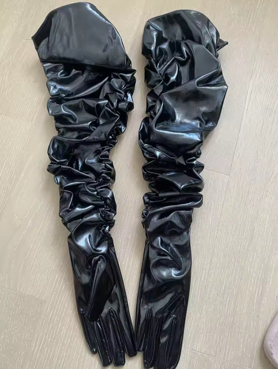 Luxe Zwarte Lakleren Handschoenen, Verzenden, Nieuw, Handschoenen