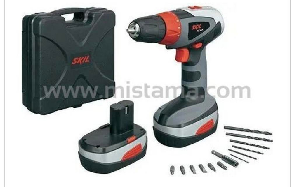 SKIL 12V NiCd Schroefmachine met 2x 1.2Ah accu's, Doe-het-zelf en Verbouw, Gereedschap | Boormachines, Gebruikt, Variabele snelheid