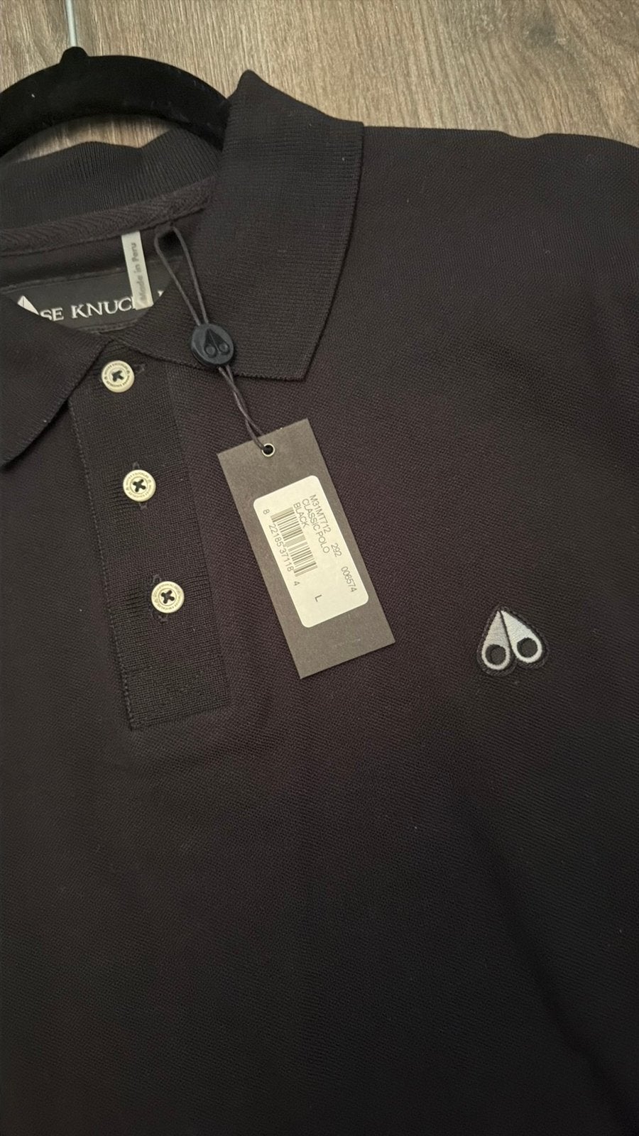 Gloednieuwe zwarte Moose Knuckles poloshirt maat L, Verzenden, Nieuw, Maat 52/54 (L), Zwart