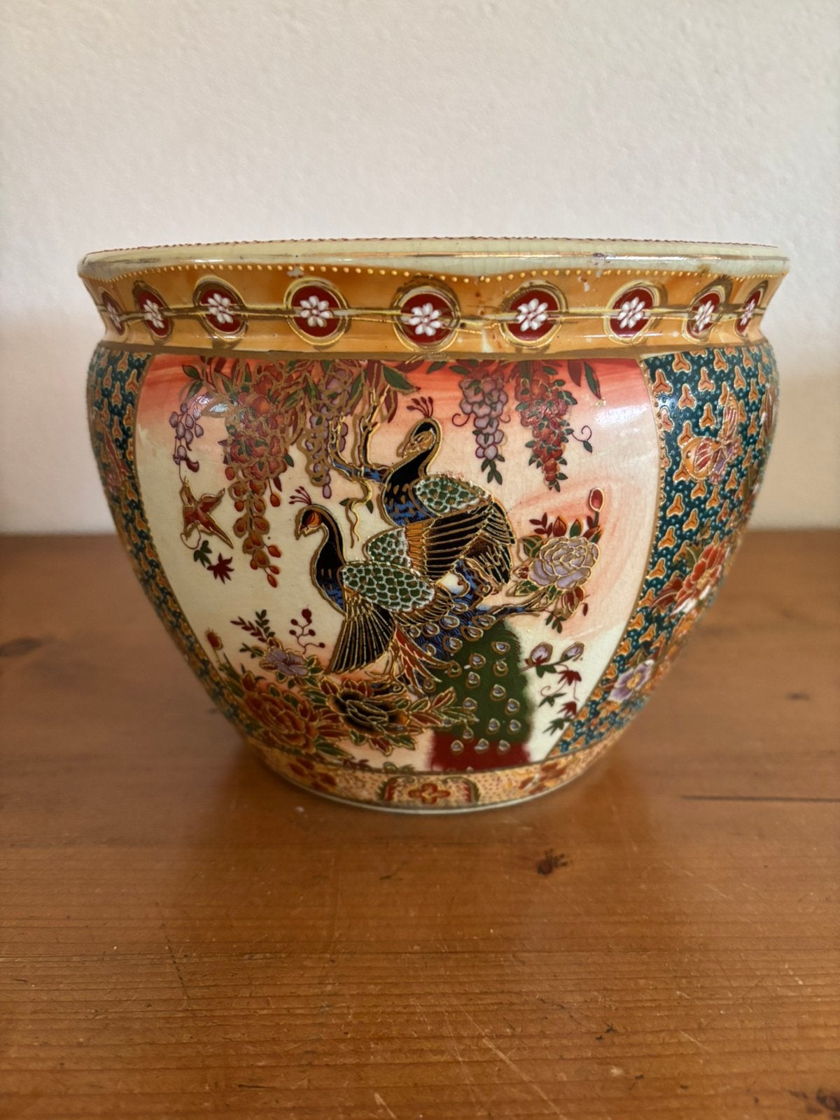 Chinese vissenkom - bloempot, Rond, Ophalen of Verzenden, Aardewerk, Minder dan 40 cm