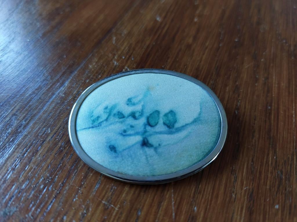 Vintage Broche met Abstract Blauw/Groen Design, Overige materialen, 4 tot 7 cm, Gebruikt, Blauw