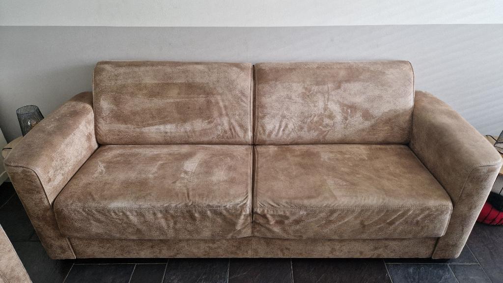 Bank en 2 stoelen, Ophalen, Gebruikt, Tweepersoons, 75 tot 100 cm